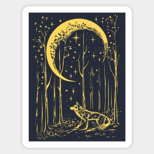 Mystical Wolf Howling at the Crescent Moon – Spirit of the Night Sticker